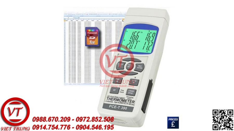Máy đo nhiệt độ điện tử hiện số với 4 kênh đo PCE-T390 (VT-MDNDTX31)