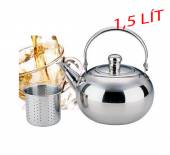 Ấm nấu nước Inox có Lõi lọc trà, Lọc thuốc 1.5 Lít