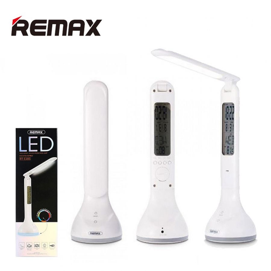 Đèn bàn LED Remax RT-E185 chống cận có đồng hồ báo thức