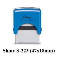 Khắc con dấu tiêu đề 3 dòng - Dấu cửa hàng Shiny S-223 kt 47 x 18mm