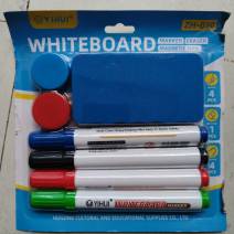 Bộ bút dạ viết bảng trắng xóa được 4 màu kèm lau bảng và 4 viên nam châm