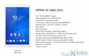 Lộ cấu hình cực mạnh của Xperia Z4 Tablet Ultra