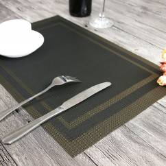 Tấm lót bàn ăn viền đôi sang trọng màu đen NX207-5