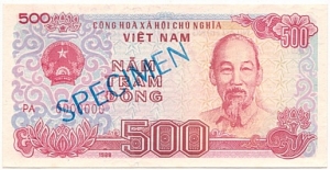 500 Dong 1988 SPECIMEN