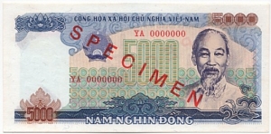 Viet Nam 5000 Dong 1987 SPECIMEN