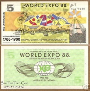 Australia $5 1988 World Expo Commemorative UN