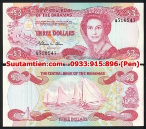 Bahamas 3 dollar 1974 UNC