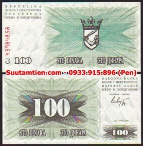 Bosnia and Herzegovina 100 Dinara 1992