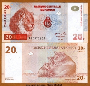 Congo D.R., 20 Francs, 1997, P-88 (88A), UNC