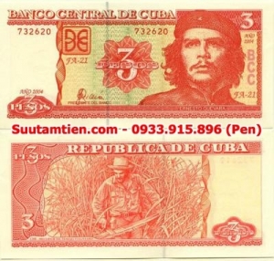 Cuba 3 pesos 2004 Hình ảnh ông Che