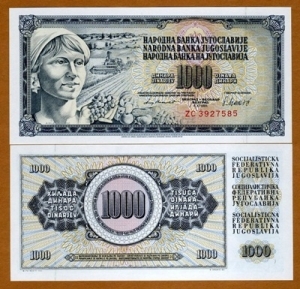Yugoslavia 1000 Dinara 1986