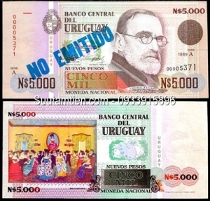 Uruguay 5000 Pesos 1989 Tiền Không phát hành