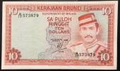 Brunei-10-Dollars-VF-1986