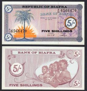 Biafra 5 Shillings 1967 UNC