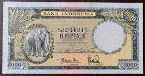 Indonesia 1000 Rupiah XF AUNC 1957