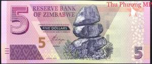 Zimbabwe 5 Dollars UNC 2019 NEW