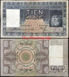Netherlands Hà Lan 10 Gulden 1936 VF