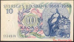 Sweden Thụy Điển 10 Kronor VF 1668-1968