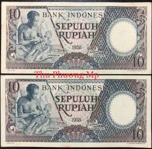 Indonesia 10 Rupiah AUNC 1953