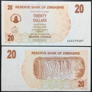 Zimbabwe 20 Dollars UNC 2006