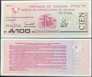 Argentina 100 Australes UNC -Trái phiếu 1991