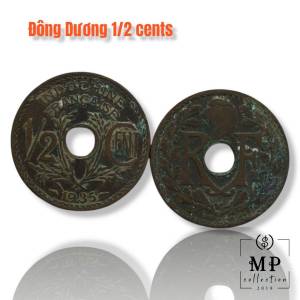 Đồng xu Đông Dương 1/2 cent 1938 1939
