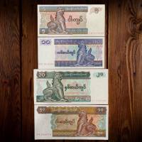 Bộ 4 tờ tiền Myanmar hình con lân biểu trưng cho trí tuệ
