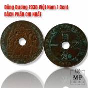 [PHONG THỦY MAY MẮN] Xu Cổ Đông Dương 1938 Việt Nam 1 Cent BÁCH PHÂN CHI NHẤT