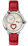 SALVATORE FERRAGAMO Cuore Ferragamo Diamonds Steel Pink Leather Watch FE2030016 authentic