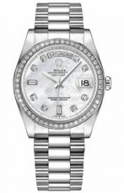 Rolex Day-Date ngọc trai Diamond Dial White gold President 128349RBR