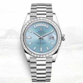 Rolex Day-Date Platinum Ice Blue Bracelet 228396TBR-0002