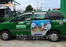 Vinpearland quảng cáo trên cửa xe taxi Mai Linh tại Nha Trang