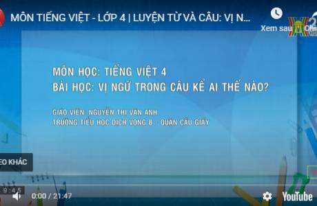 Bài dạy trên truyền hình 01/04/2020 - Tiếng Việt - Lớp 4