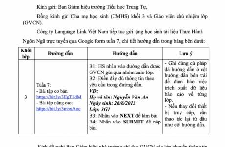 [TH Trung Tự - Khối 3] Tài liệu thực hành ngôn ngữ trực tuyến - Tuần 7