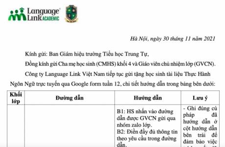[TH Trung Tự - Khối 4] Tài liệu thực hành ngôn ngữ trực tuyến - Tuần 12