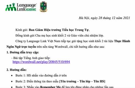 Khối 2 TH Trung Tự - Tài liệu thực hành ngôn ngữ trực tuyến - tuần 16