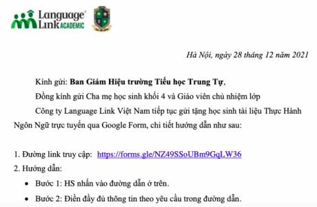 Khối 4 TH Trung Tự - Tài liệu thực hành ngôn ngữ trực tuyến - tuần 16
