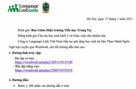 Khối 3 TH Trung Tự - Tài liệu thực hành ngôn ngữ trực tuyến - tuần 19