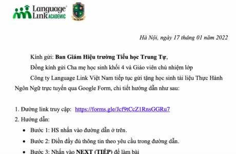 Khối 4 TH Trung Tự - Tài liệu thực hành ngôn ngữ trực tuyến - tuần 19