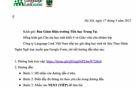 Khối 4 TH Trung Tự - Tài liệu thực hành ngôn ngữ trực tuyến - tuần 26