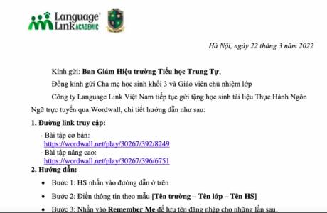 Khối 3 TH Trung Tự - Tài liệu thực hành ngôn ngữ trực tuyến - tuần 27