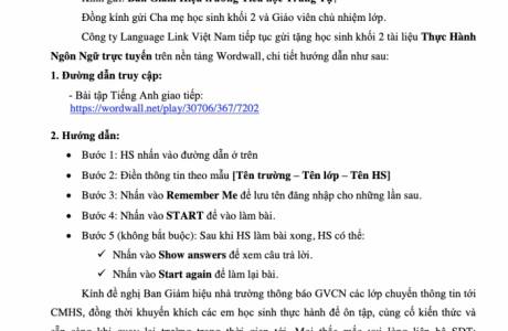 Khối 2 TH Trung Tự - Tài liệu thực hành ngôn ngữ trực tuyến - tuần 28