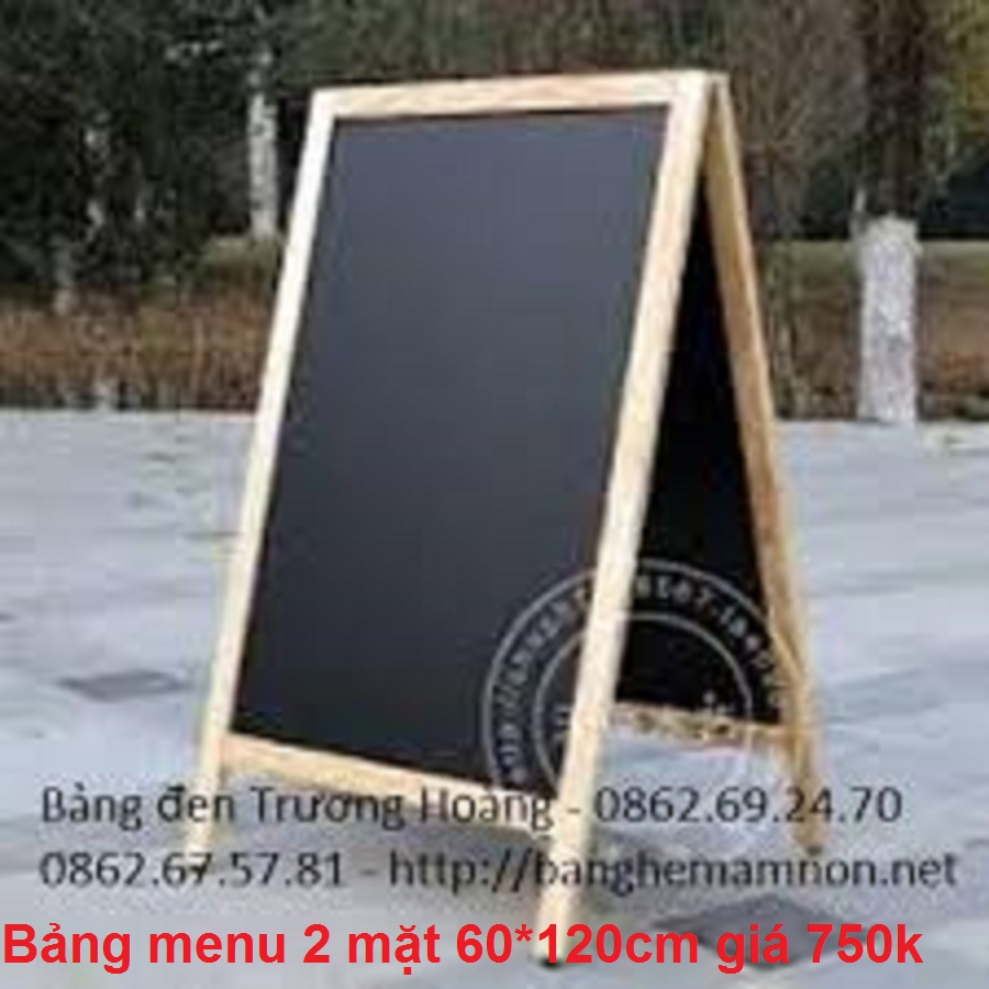 Bảng menu gỗ 2 mặt khung gỗ chân xếp gọn kích thước 450 x 800 mm