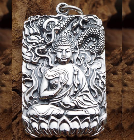 Mặt Dây Chuyền Phật A Di Đà -  Khắc Om Mani Padme Hum - DC490