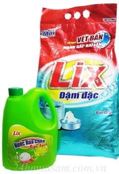Bột Giặt Lix Extra ĐĐ 6Kg Khuyến Mãi Nước Rửa Chén 1,5Kg