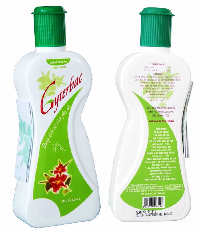 Gyterbac 250 Dùng trong vệ sinh phụ nữ: Sát khuẩn, làm mát, tẩy sạch mùi hôi và các chất dơ bẩn