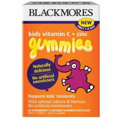 Tăng sức đề kháng và hệ thống miễn dịch cho bé Blackmores Kids Vitamic C + Zinc 36 Strawberry Gummie