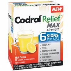 Thuốc trị cảm cúm Codral Relief 6 Signs Hot Drink 10 gói